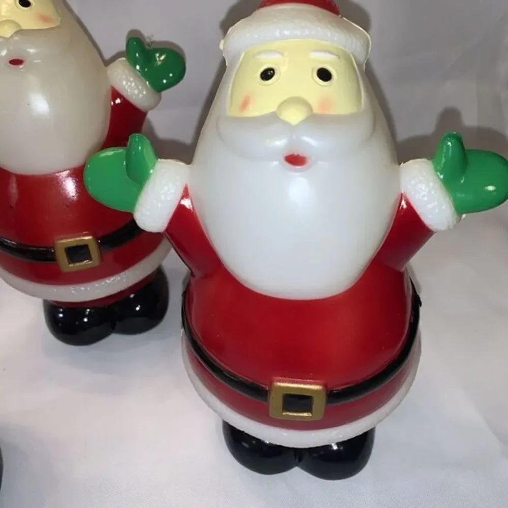 Vintage Blow Mold Santa Set Of 3 Christmas For‎ Yard Stake Lights